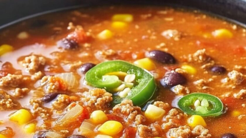 creamy beef taco soup